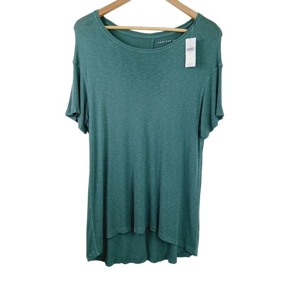 American Eagle SZ S Boat Neck Long Line Tee Green New With Tags - Picture 2 of 5